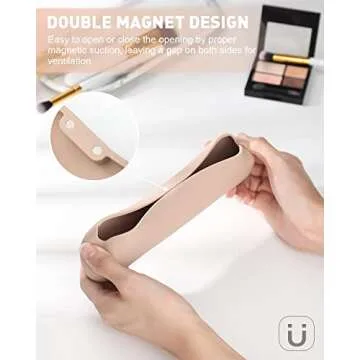 CORNERIA Travel Makeup Brush Case with Magnets lock, Portable Makeup Brush Cosmetic Holder, Soft and Comfortable Makeup Brush Organizer, Fashionable and Beautiful Cosmetic Brush Bag