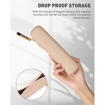 CORNERIA Travel Makeup Brush Case with Magnets lock, Portable Makeup Brush Cosmetic Holder, Soft and Comfortable Makeup Brush Organizer, Fashionable and Beautiful Cosmetic Brush Bag