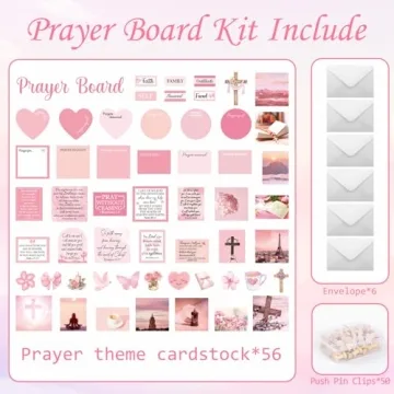 Vemfare Prayer Board Stickers Supplies - 162 Pcs Prayer Board Kit with Pins Envelope Bible Verse Quo...