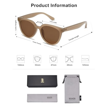 SOJOS Trendy Cat Eye Round Polarized Sunglasses for Women Fashion UV Protection Sunnies Sunglasses SJ2175, Brown Frame/Brown Lens