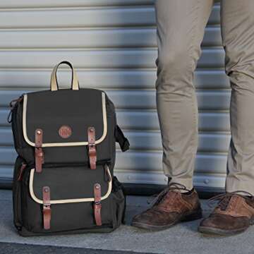 GOgroove Full-Size Camera Backpacks for Photographers (Gray) - DSLR Camera Backpack with 15.6 in. Laptop Space, Accessory Storage, Tripod Holder, Waterproof Camera Bag for Canon EOS Rebel T7 & More