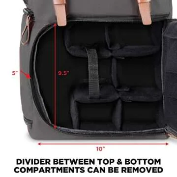 GOgroove Full-Size Camera Backpacks for Photographers (Gray) - DSLR Camera Backpack with 15.6 in. Laptop Space, Accessory Storage, Tripod Holder, Waterproof Camera Bag for Canon EOS Rebel T7 & More