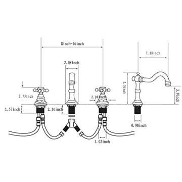 GGStudy 8 inch Antique Brass Bathroom Sink Faucet - Stylish Mixer Tap