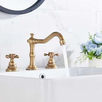 GGStudy 8 inch Antique Brass Bathroom Faucet - Elegant Design