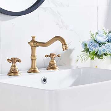GGStudy 8 inch Antique Brass Bathroom Faucet - Elegant Design