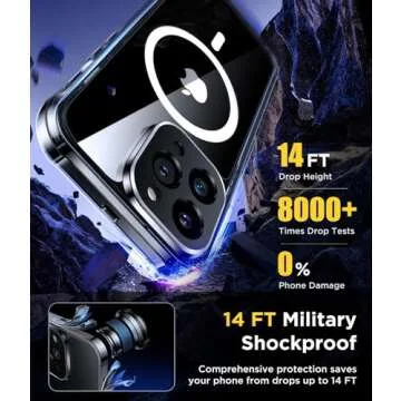 Humixx Compatible with iPhone 15 Pro Max Case, [Non-Yellowing] [14 FT Military Drop Protection] Slim Fit Yet Protective Shockproof Bumper with Airbag Transparent Phone Cover 6.7” - Crystal Clear