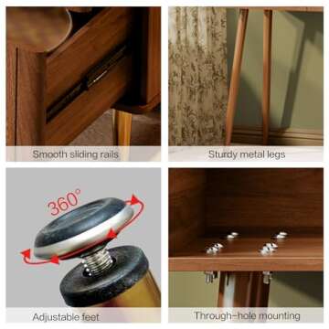 Chrangmay Brown Stylish Corner Makeup Vanity Table，with Lighted Mirror and 4 Spacious Drawers，Bedroom Essential Dressing Table with Nightstand，Modern Minimalist Writing Desk for Girls