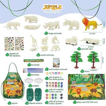 BONNYCO Animal Toys Painting Kit with 16 Figurines for Kids 3-12 | Glow in The Dark Safari Gifts