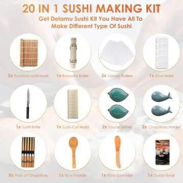 Delamu Sushi Making Kit - Complete 20 in 1 Set