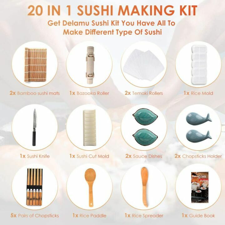 Delamu Sushi Making Kit - Complete 20 in 1 Set