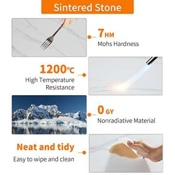 Wisfor Sintered Stone Dining Table: 32" Round Reception Table Modern Coffee Table Marble Table with Metal Legs for Kitchen Living Room Office Patio Seaside (White)