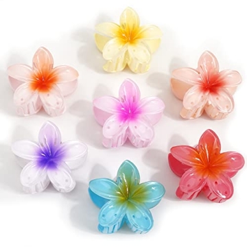 Vibrant 7 Pcs Hawaiian Claw Clips - Stylish Flower Hair Accessories for Women
