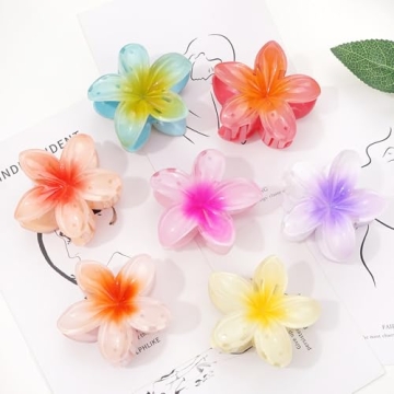 Hawaiian Flower Hair Clips - 7 Piece Set for Women