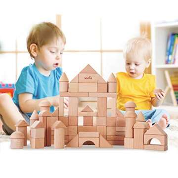 ZONXIE 80pcs Wooden Blocks Set - Fun Learning for Kids