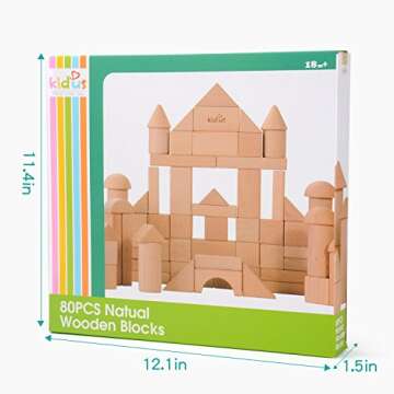 ZONXIE 80pcs Wooden Blocks Set - Fun Learning for Kids