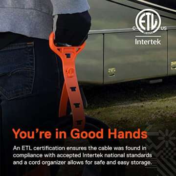 True Mods 15 ft 125V 30 Amp RV Shore Power Extension Cord Set [NEMA TT-30P TT-30R] [LED Light] [ETL] 30A 10 Gauge 3 Prong Copper Wire Electrical Cable for Travel Trailer Pop Up Camper Campsite