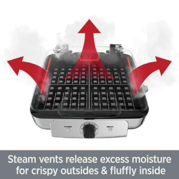 All-Clad Stainless Steel Waffle Maker 4 Section, Thick Belgium Waffle Makers, Upright Storage 1600 Watts, Nonstick, 6 Browning Levels, Dishwasher Safe