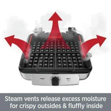 All-Clad Stainless Steel Waffle Maker 4 Section, Thick Belgium Waffle Makers, Upright Storage 1600 Watts, Nonstick, 6 Browning Levels, Dishwasher Safe