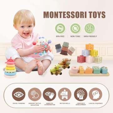 LUCKFUTURE Baby Toys 6 to 18 Months, 8 in 1 Montessori Toys Set, Educational Learning Toys for Toddl...