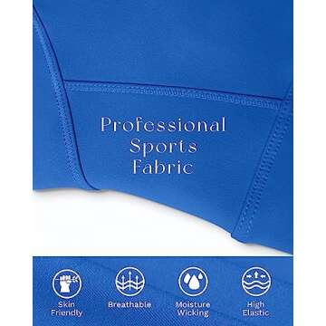 Ama Larsi High Neck Sports Bra for Women Longline Medium Impact Workout Crop Tank Tops Wirefree Padded Yoga Bra Gym Royal Blue