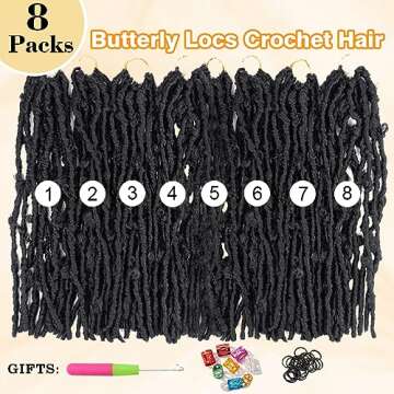 ISWEET Butterfly Locs Crochet Hair 8 Packs 96 Strands - 24 Inch #1B Short Soft Handmade Distressed Synthetic Braids Pre Looped Locs Crochet Hair for Black Women