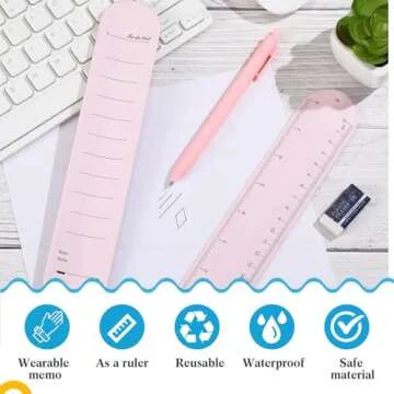 Skyygemm 2 Pcs Nurse Erasable Wristband to Do List Wrist Memo Slap Bracelet with Ballpoint Pen and Eraser Reminder Bracelet Wrist Band Notepad Gifts for Nurse Week Essentials Christmas(Pink)