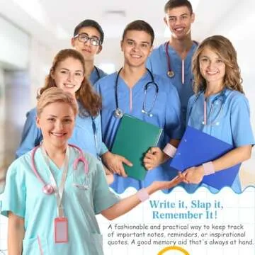 Skyygemm 2 Pcs Nurse Erasable Wristband to Do List Wrist Memo Slap Bracelet with Ballpoint Pen and Eraser Reminder Bracelet Wrist Band Notepad Gifts for Nurse Week Essentials Christmas(Pink)