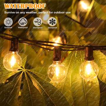 Brightever LED Outdoor String Lights 100FT Patio Lights with 52 Shatterproof G40 Edison Bulbs, Water...