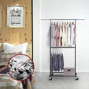 Simple Trending Double Rod Clothing Rack for Clothes Storage