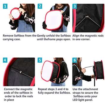 NEEWER LED Panel Light Softbox for 480 LED Light - Outer 16.3" x 6.5", Inner 9.1" x 8.7", Foldable Light Diffuser with Red Rim Strap Attachment and Bag for Photo Studio Portrait Video Shooting