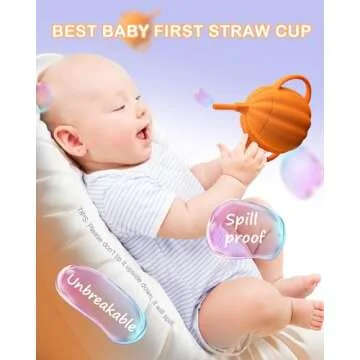 BRVTOT Silicone Baby Straw Cup Spill Proof, Replaceable Tops for Toddler Snack Cup, BPA Free Toddler Sippy Cup with Straw & Snack Containers Lid, Training Cup for Baby 6+ Month