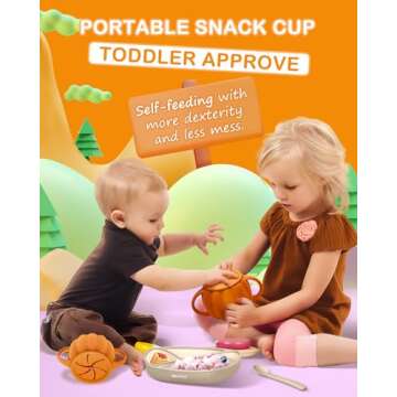 BRVTOT Silicone Baby Straw Cup Spill Proof, Replaceable Tops for Toddler Snack Cup, BPA Free Toddler Sippy Cup with Straw & Snack Containers Lid, Training Cup for Baby 6+ Month