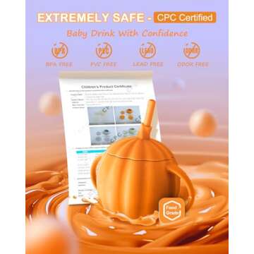 BRVTOT Silicone Baby Straw Cup Spill Proof, Replaceable Tops for Toddler Snack Cup, BPA Free Toddler Sippy Cup with Straw & Snack Containers Lid, Training Cup for Baby 6+ Month