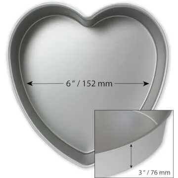 PME Professional Aluminum Heart Cake Pan, 6 x 3-Inch, Silver