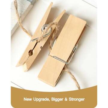 Clothes Pins, Sturdy and Heavy Duty Natural Wood Clips Wooden Clothespins for Hanging Clothes Photo ...