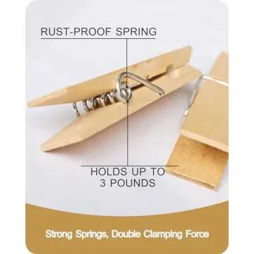 Sturdy Wooden Clothespins for Crafts and Laundry 30 PCS