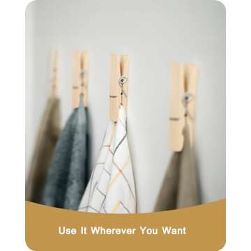 Clothes Pins, Sturdy and Heavy Duty Natural Wood Clips Wooden Clothespins for Hanging Clothes Photo Pictures Crafts Small Classroom Decorative Peg, 30 PCS