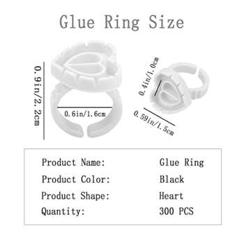 300 PCS Glue Rings for Eyelash Extension,Heart Glue Rings for Lash Eyelash Extension Supplies, Lash ...