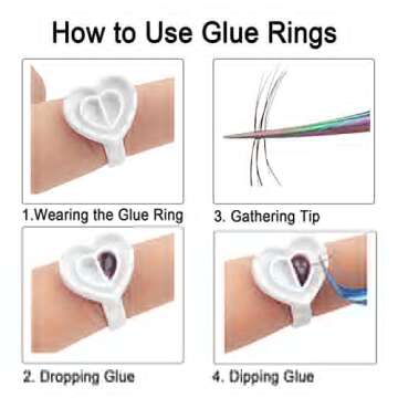 300 PCS Glue Rings for Eyelash Extension,Heart Glue Rings for Lash Eyelash Extension Supplies, Lash Glue Rings Smart Glue Cups Eyelash Glue Holder, Blossom Glue Ring Fan Fanning Glue Cups, White