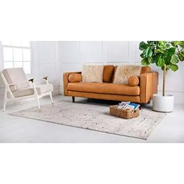 Rugs.com Oregon Collection Rug – 7' x 10' Beige Low-Pile Rug Perfect for Living Rooms, Large Dining Rooms, Open Floorplans