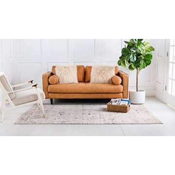 Rugs.com Oregon Collection Rug – 7' x 10' Beige Low-Pile Rug Perfect for Living Rooms, Large Dining Rooms, Open Floorplans