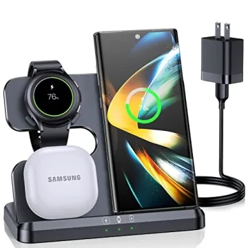 ZUBARR Wireless Charger for Samsung Charging Station & Android Multiple Devices 3 in 1 Fast Charger ...