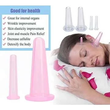 AKOAK 4 Pcs/Set (2 Large &2 Small) Natural Silicone Massage Cup, Suitable for Body, Face, Neck, Back...