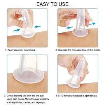 AKOAK 4 Pcs/Set (2 Large &2 Small) Natural Silicone Massage Cup, Suitable for Body, Face, Neck, Back, Eye Massage, Vacuum Tank, Perfect for Body and Facial Care, Anti-aging Beauty Tool (White)