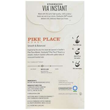 Starbucks VIA Instant Coffee Pike Place Roast | 32 Single Serve Packets