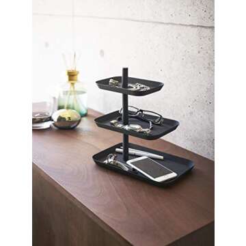 Yamazaki Home Tower 3-Tier Accessory Tray - Jewelry Holder & Storage Organizer - Steel