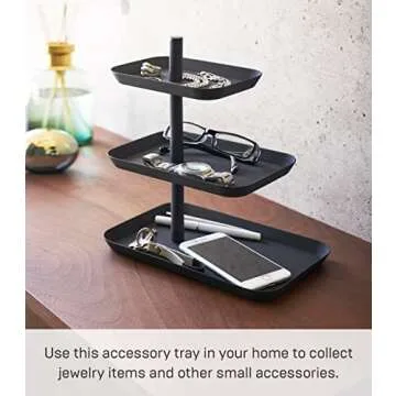 Yamazaki Home Tower 3-Tier Accessory Tray - Jewelry Holder & Storage Organizer - Steel