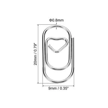 MECCANIXITY Paper Clip Heart-Shaped Cute Decorative Fun Clips Bookmarks 0.8 Inch Silver Tone for Org...