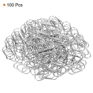 MECCANIXITY Paper Clip Heart-Shaped Cute Decorative Fun Clips Bookmarks 0.8 Inch Silver Tone for Organize Office Home, Pack of 100