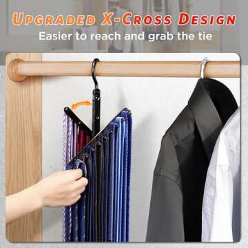 IPOW Upgraded 2 PCS See Everything Cross X 20 Tie Rack Holder,Rotate to Open/Close Tie and Belt Hang...